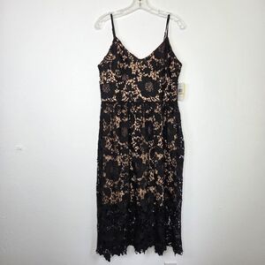 ECI New York Black Lace Dress with Nude Lining Size 12 NWT